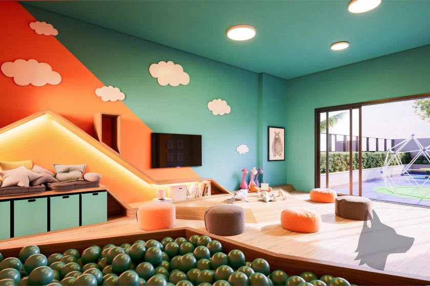 Brinquedoteca do Gallery Residence, da Louly Caixe Engenharia