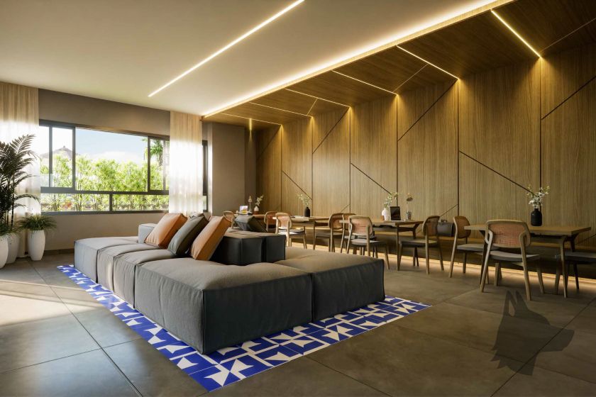 Coworking do Gallery Residence, da Louly Caixe Engenharia