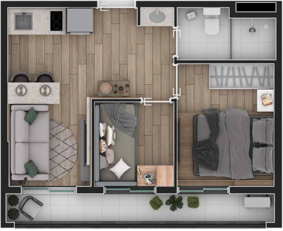 Espaços Compactos: Unidades de 1 e 2 Dormitórios em 29m² e 35m² em