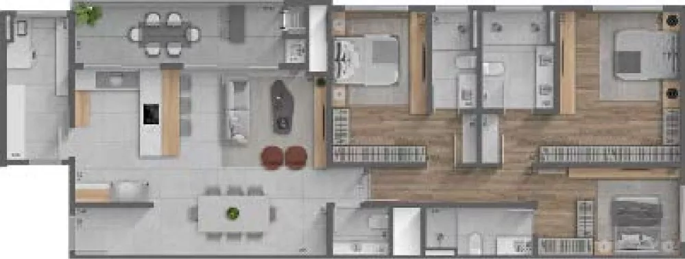 Planta do apartamento de 167m² do Lagom Jardim