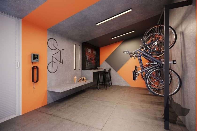 Bicicletário do empreendimento Hive Ibirapuera